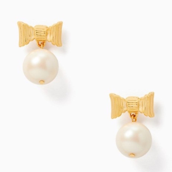 Kate Spade Pearl & Gold Bow Earrings - Picture 5 of 13